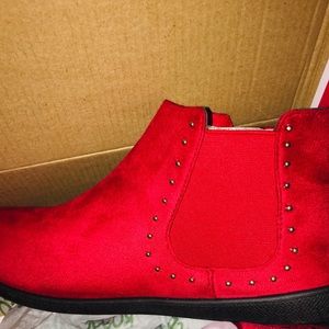 New fire red ankle boots size 12